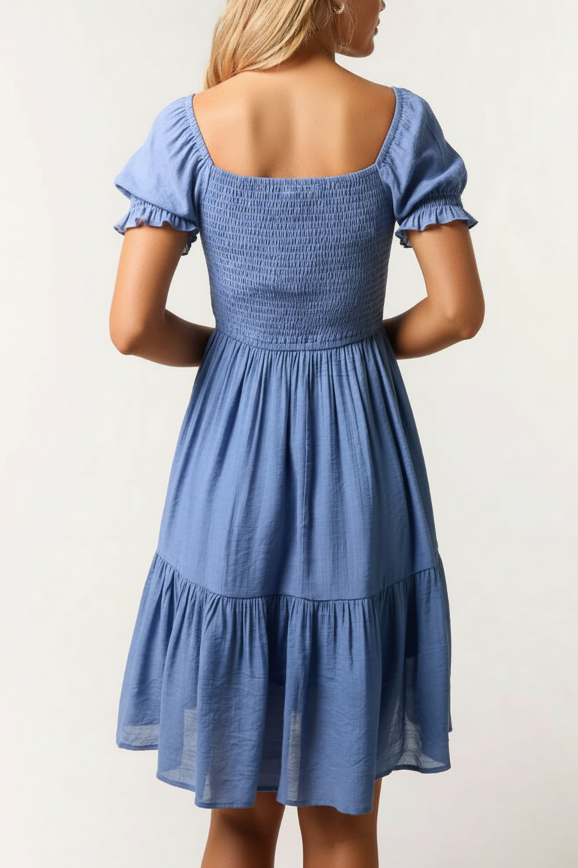 Dixie Shirred Puff Sleeve Dress