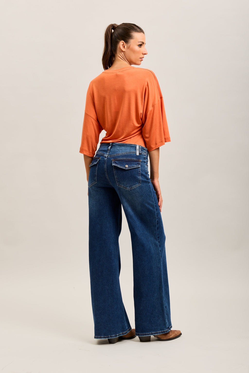 TOXIK3 WIDE DENIM STRETCH JEAN PANTS PATCH POCKETS