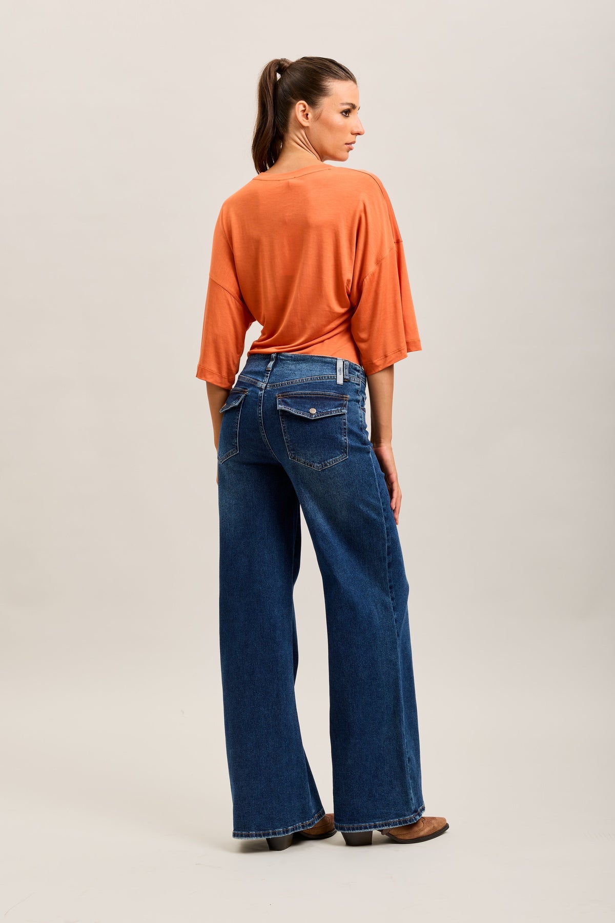 TOXIK3 WIDE DENIM STRETCH JEAN PANTS PATCH POCKETS