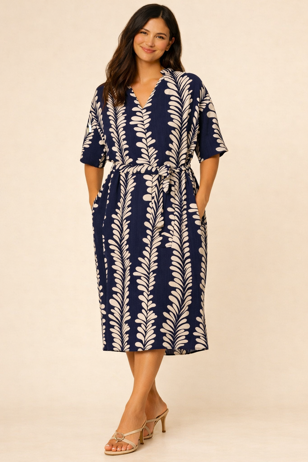Orla – Vine Leaf Belted Dress