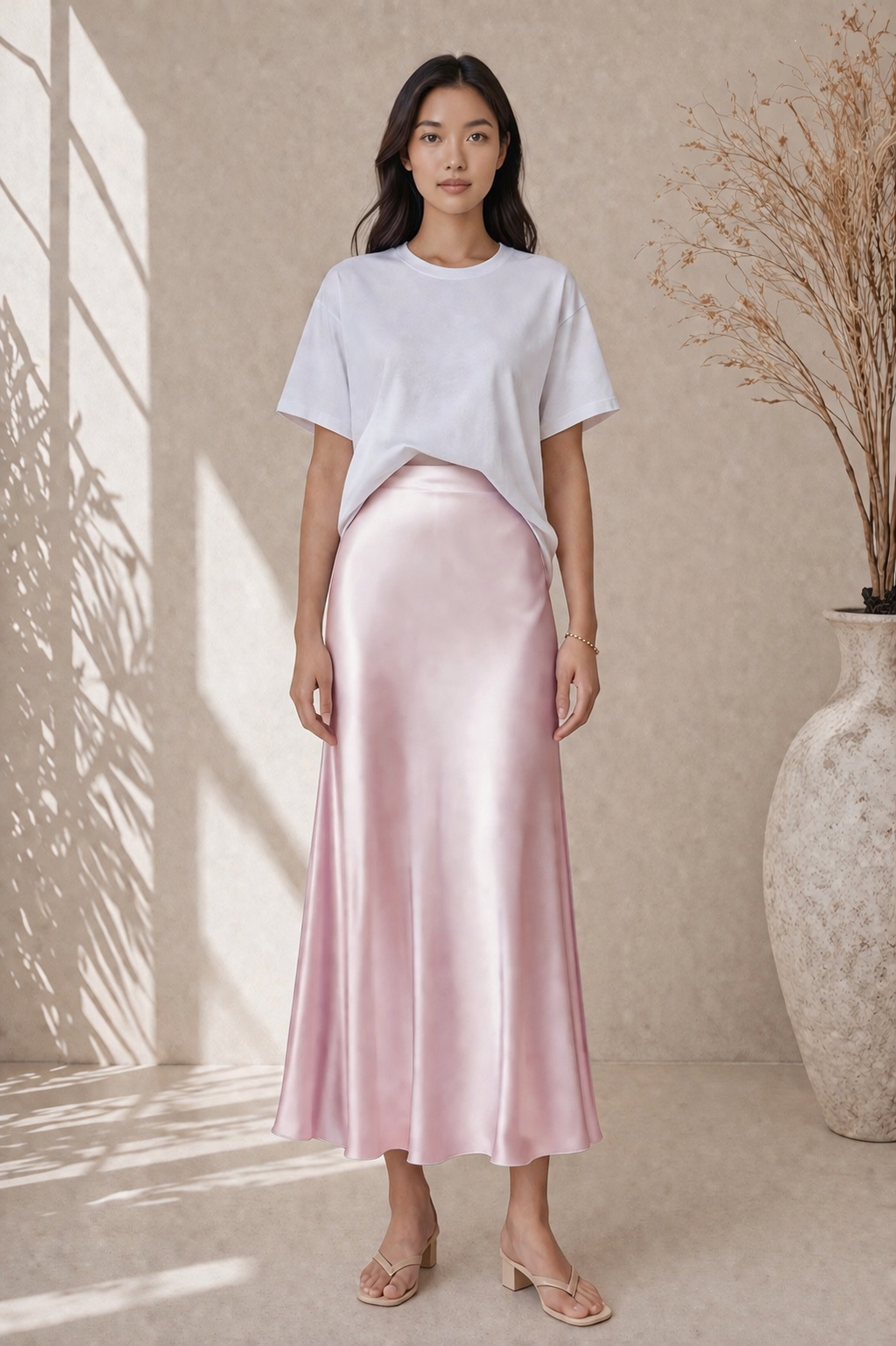 Sadie Satin Midi Skirt – Effortless Elegance, Elevated Everyday