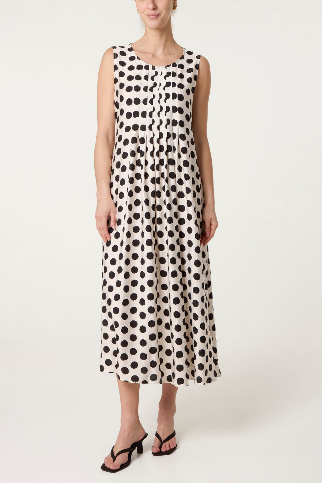 Emi – Polka Dot Sleeveless Midi Dress