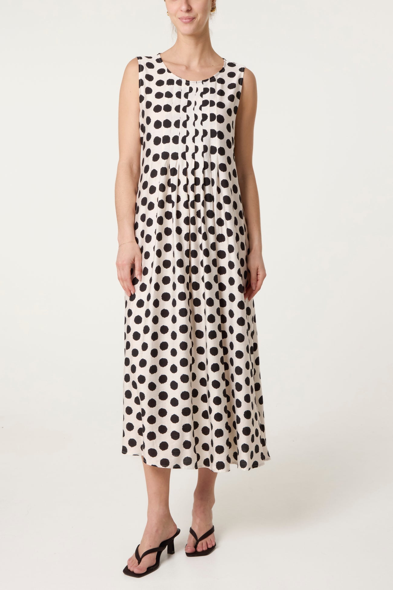Emi – Polka Dot Sleeveless Midi Dress