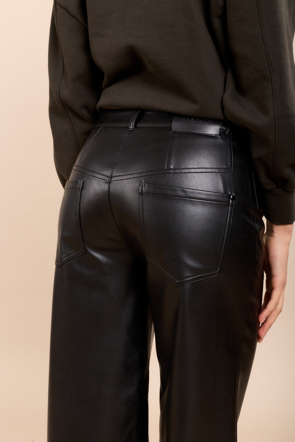 TOXIK3 wide faux leather pants with cutouts