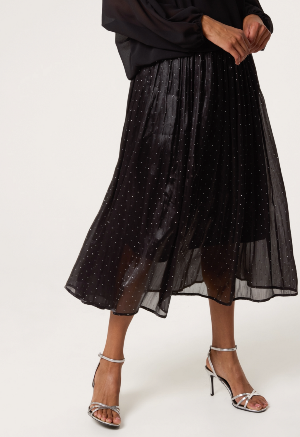 Diamanté Embellished Shimmer Midi Skirt