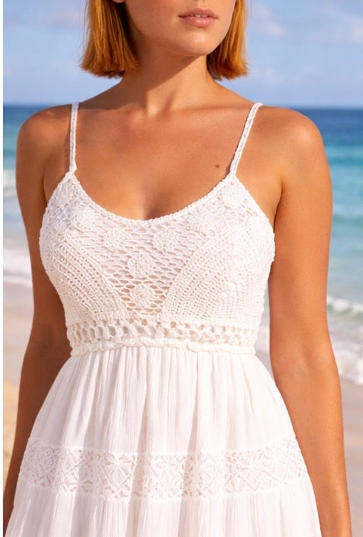 Sara Crochet Cami Tiered Midi Dress