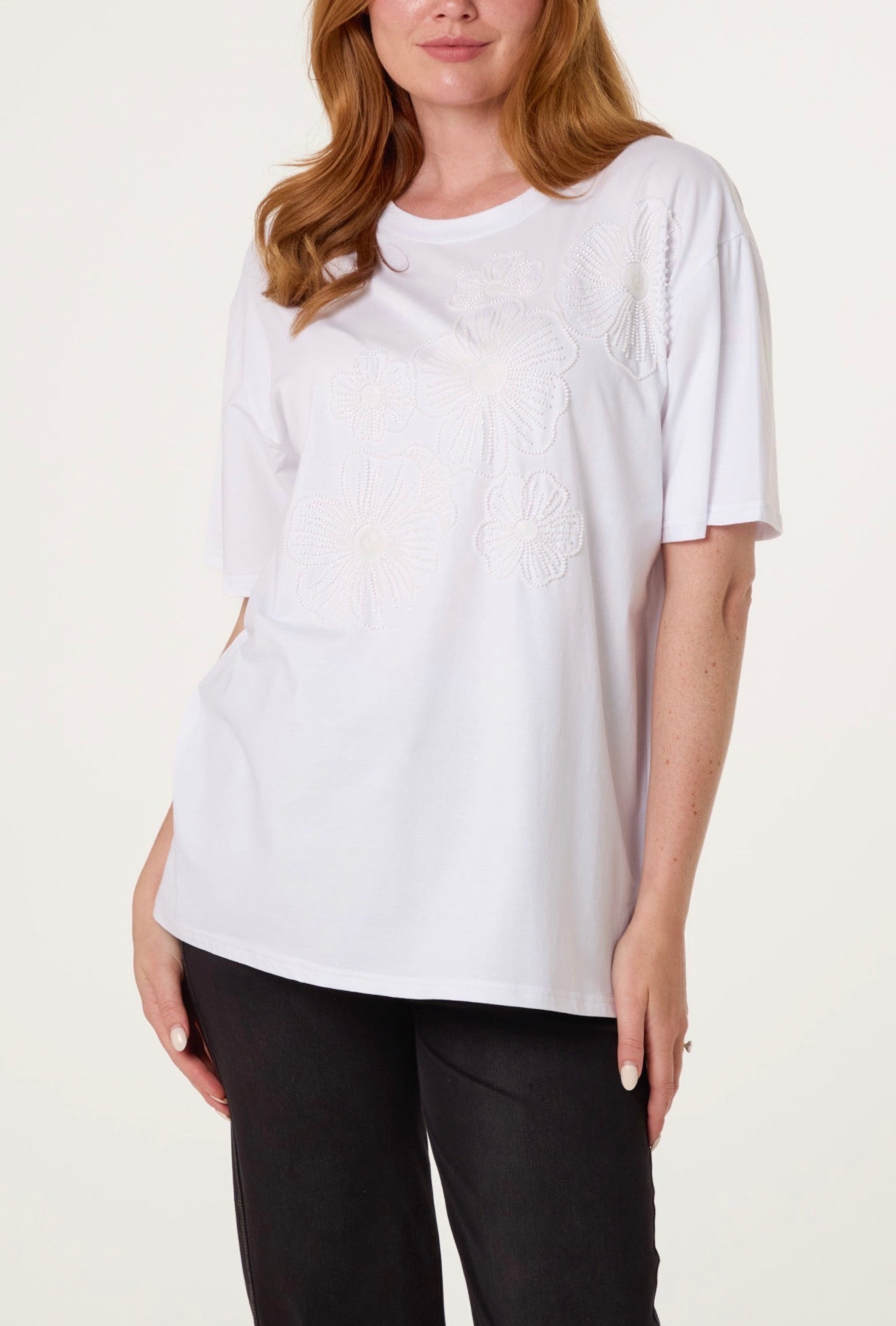 Ally Floral Embellished Tee Shirt