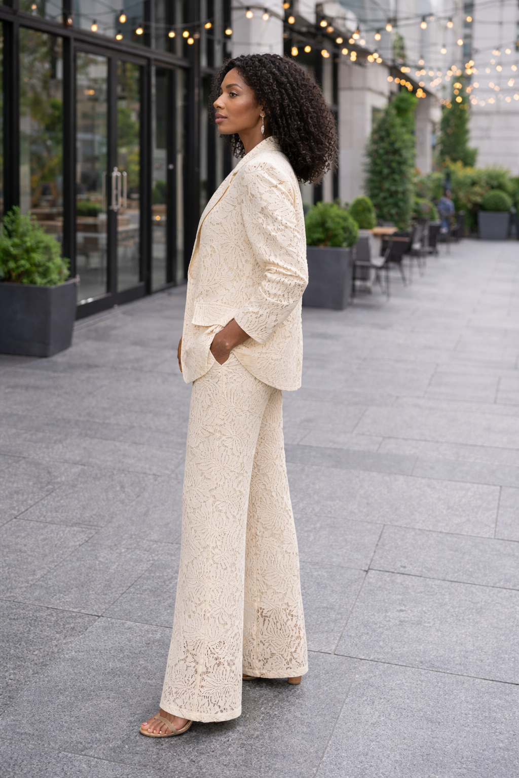 Cream Lace Suit Jacket & Trousers