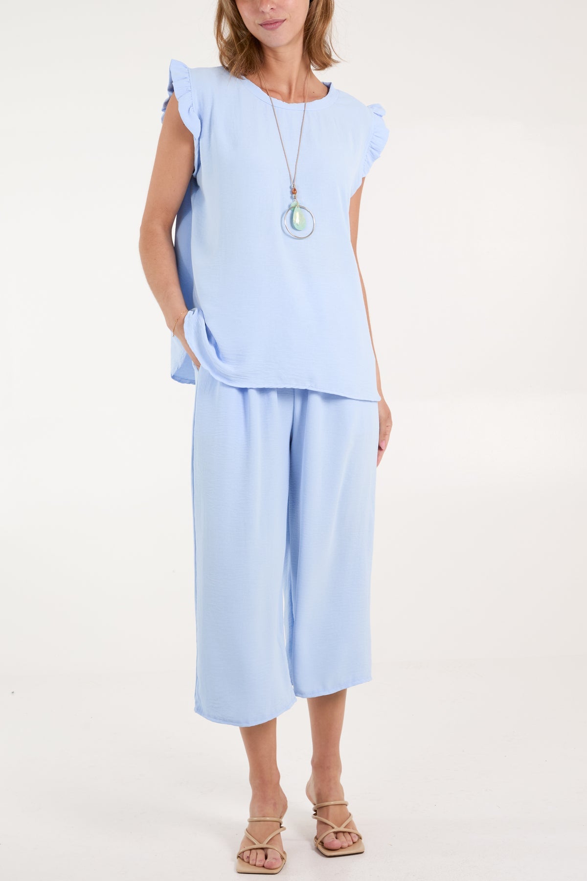 Rita Ruffle Sleeve Top & Culotte Trousers Set