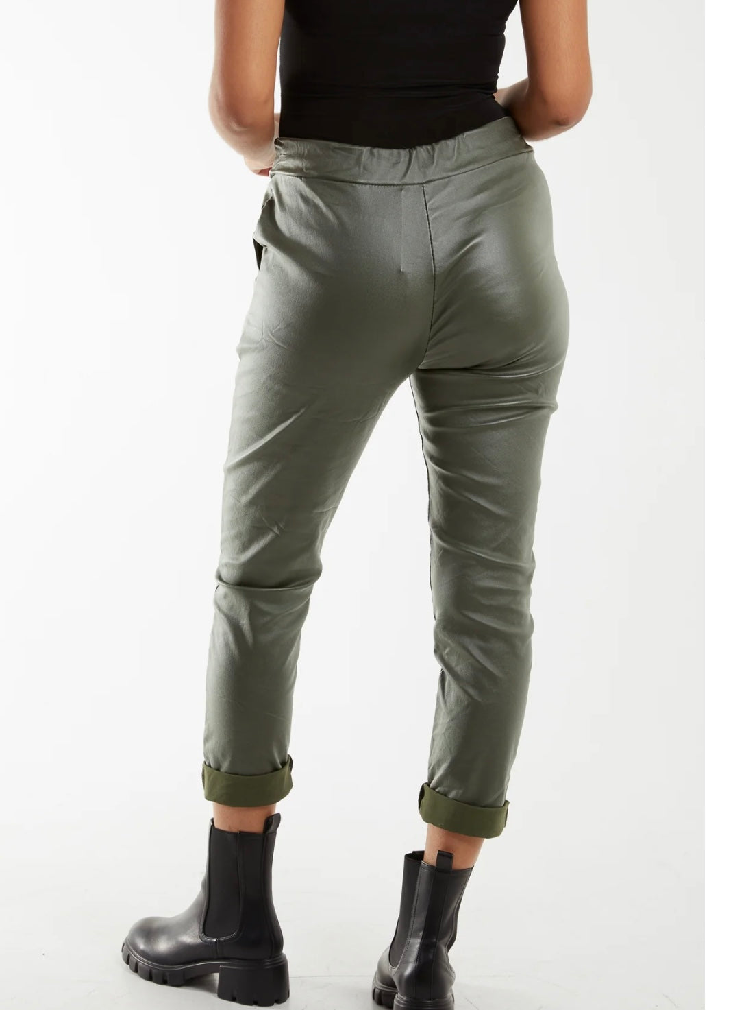 Grace Faux Leather PU Coated Crushed Magic Trousers