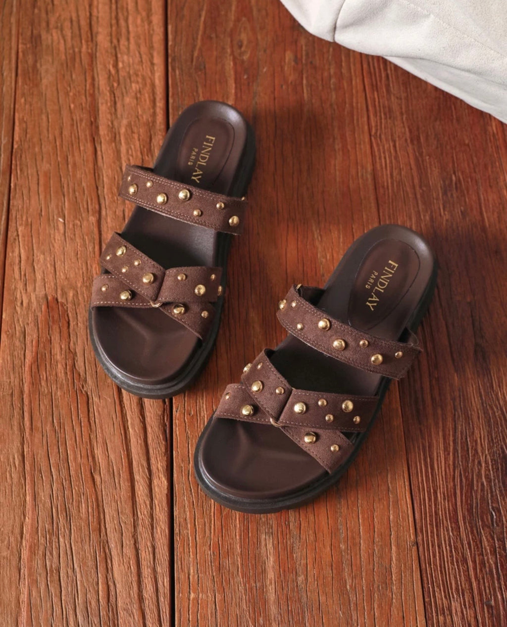 Nova Studded Sandals — Chocolate