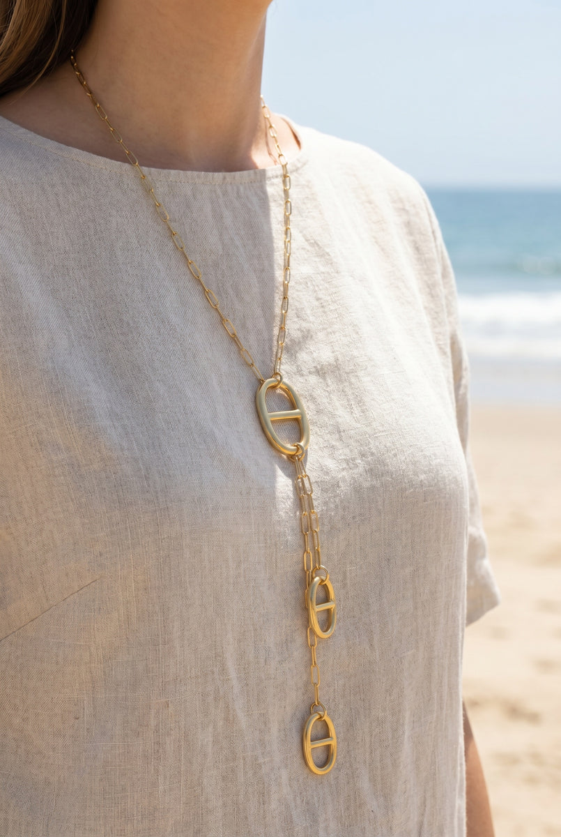 Marine Double Drop Y Necklace