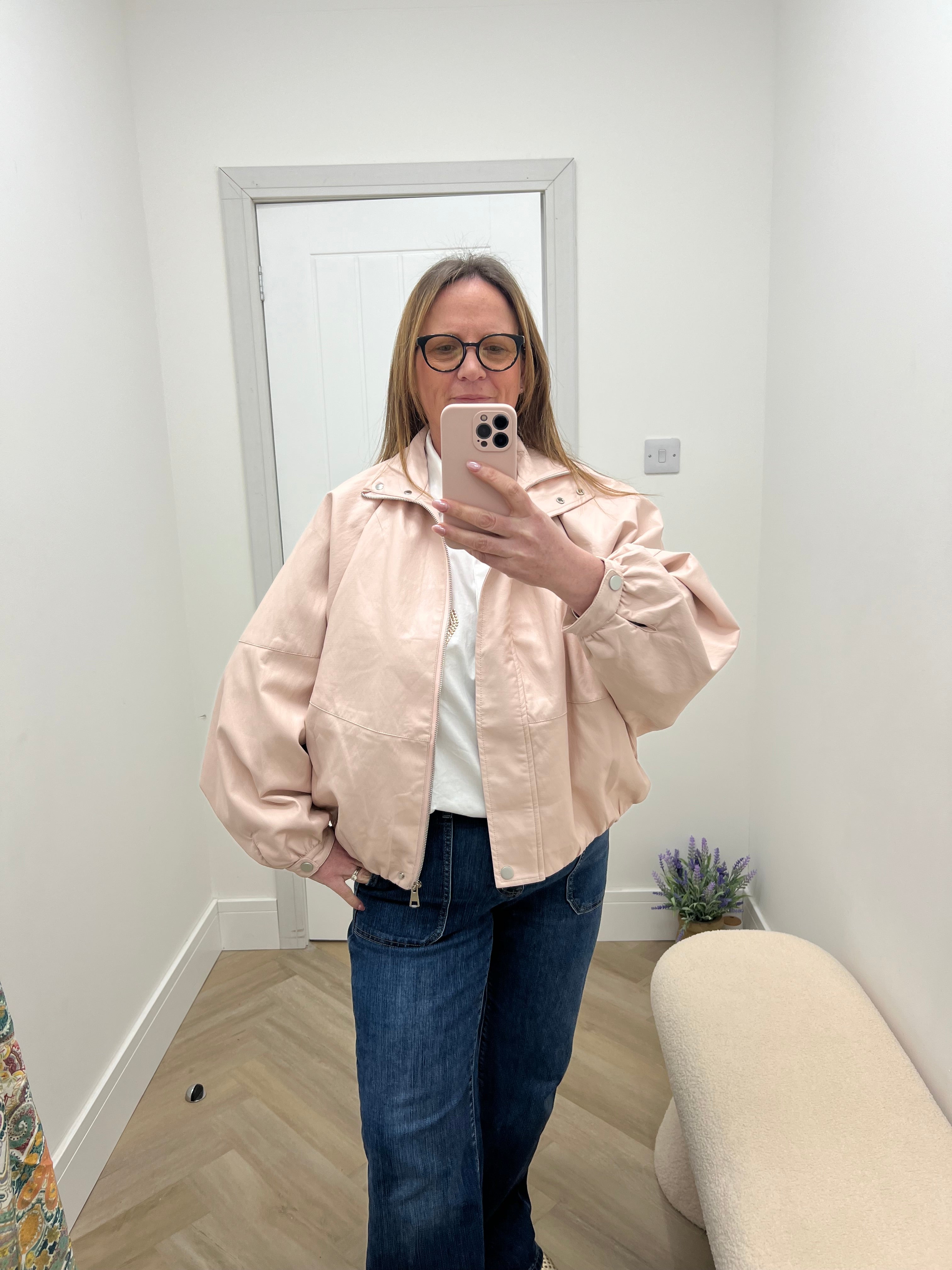 Kate Faux Leather Funnel Neck Jacket