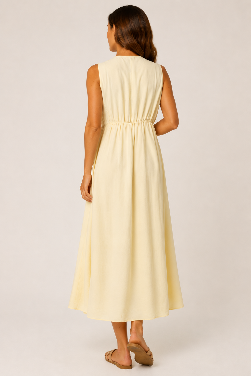 Emi – Lemon Sleeveless Midi Dress