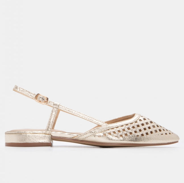 ✨ Mila — Cutwork Slingback in Gold & Neutral