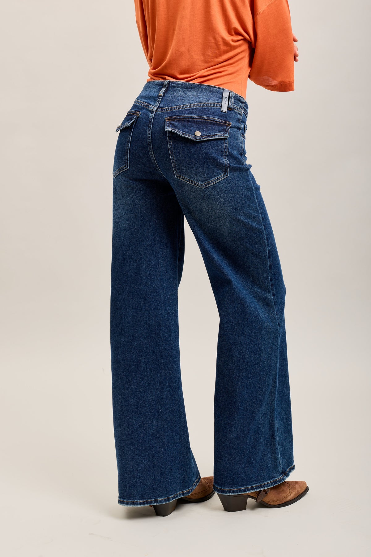 TOXIK3 WIDE DENIM STRETCH JEAN PANTS PATCH POCKETS