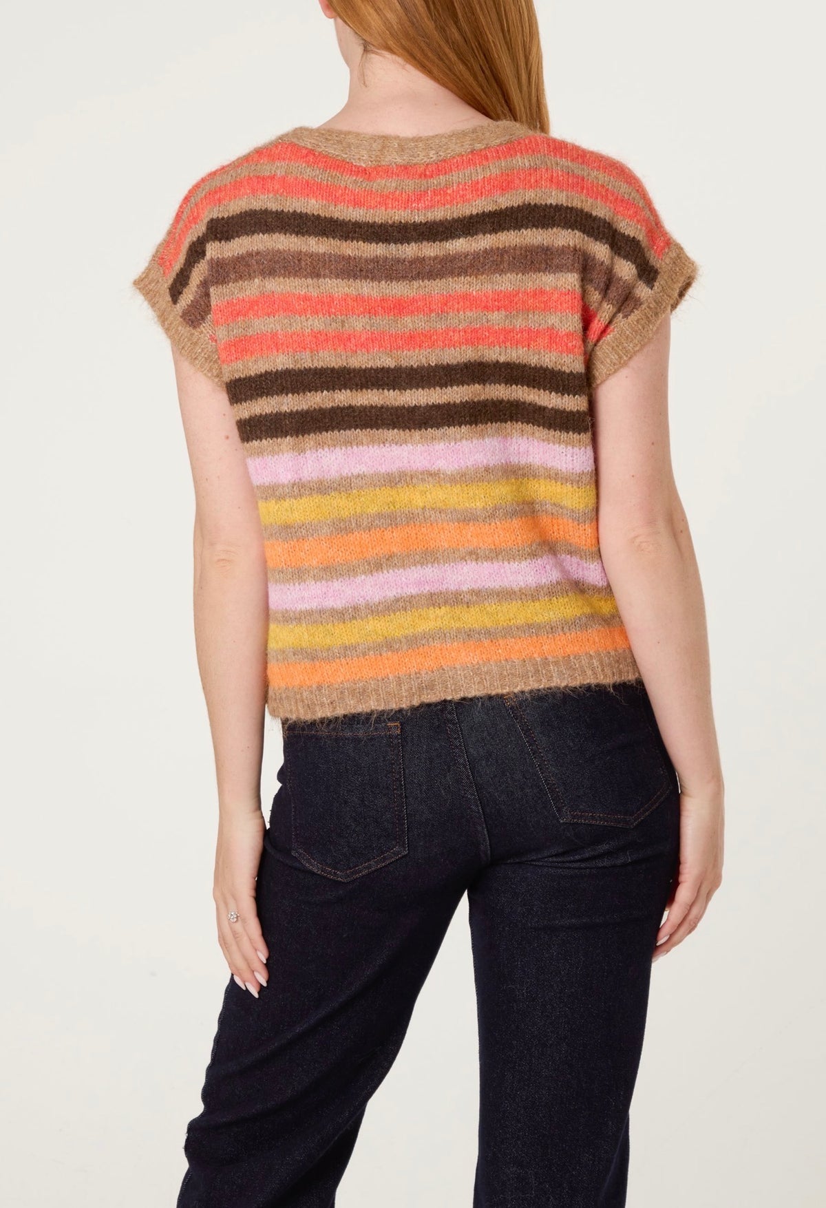 Marley Stripe Colourful Sleeveless Cardigan