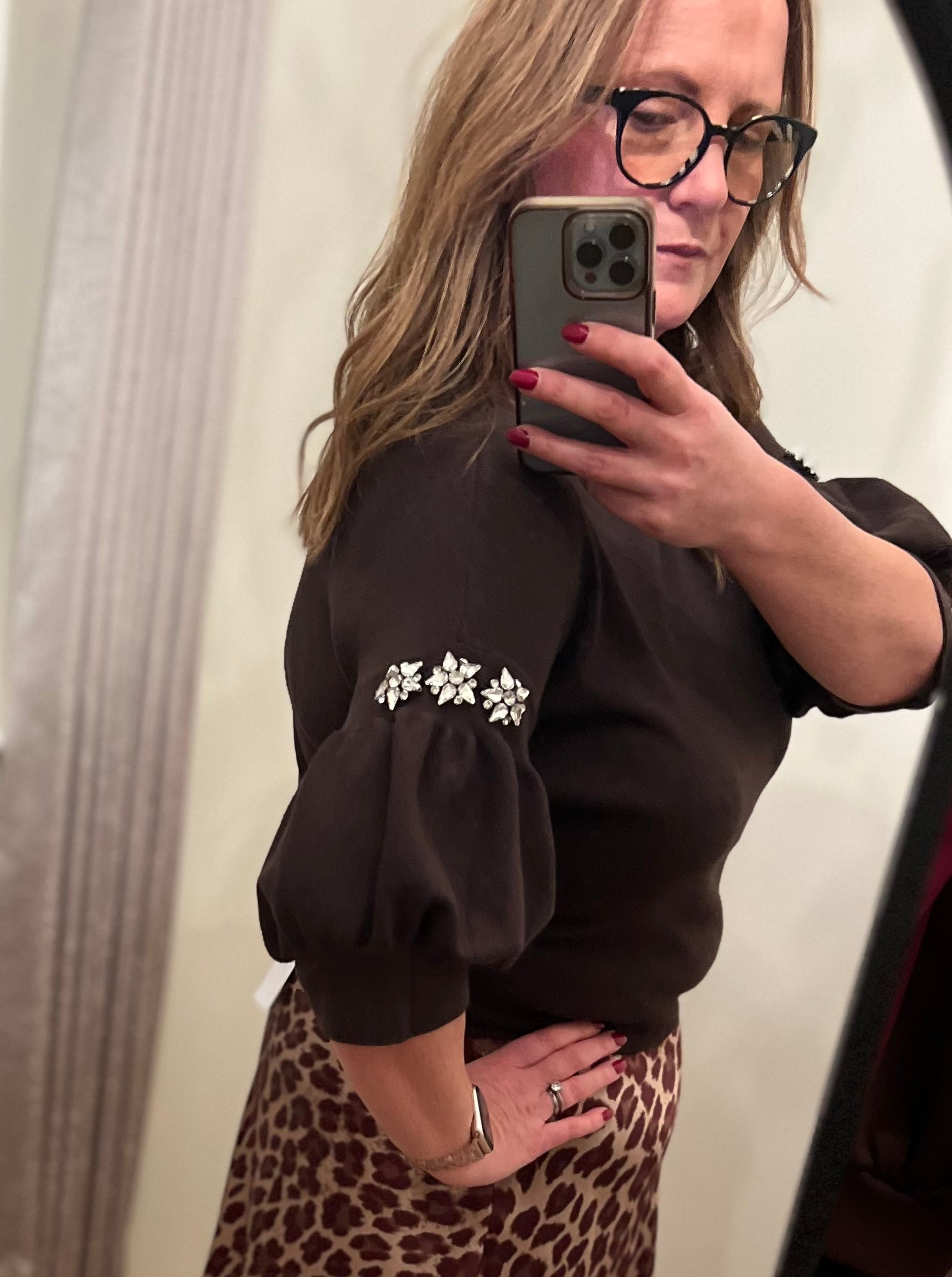 ✨ Jade – Jewelled Puff Sleeve Jumper