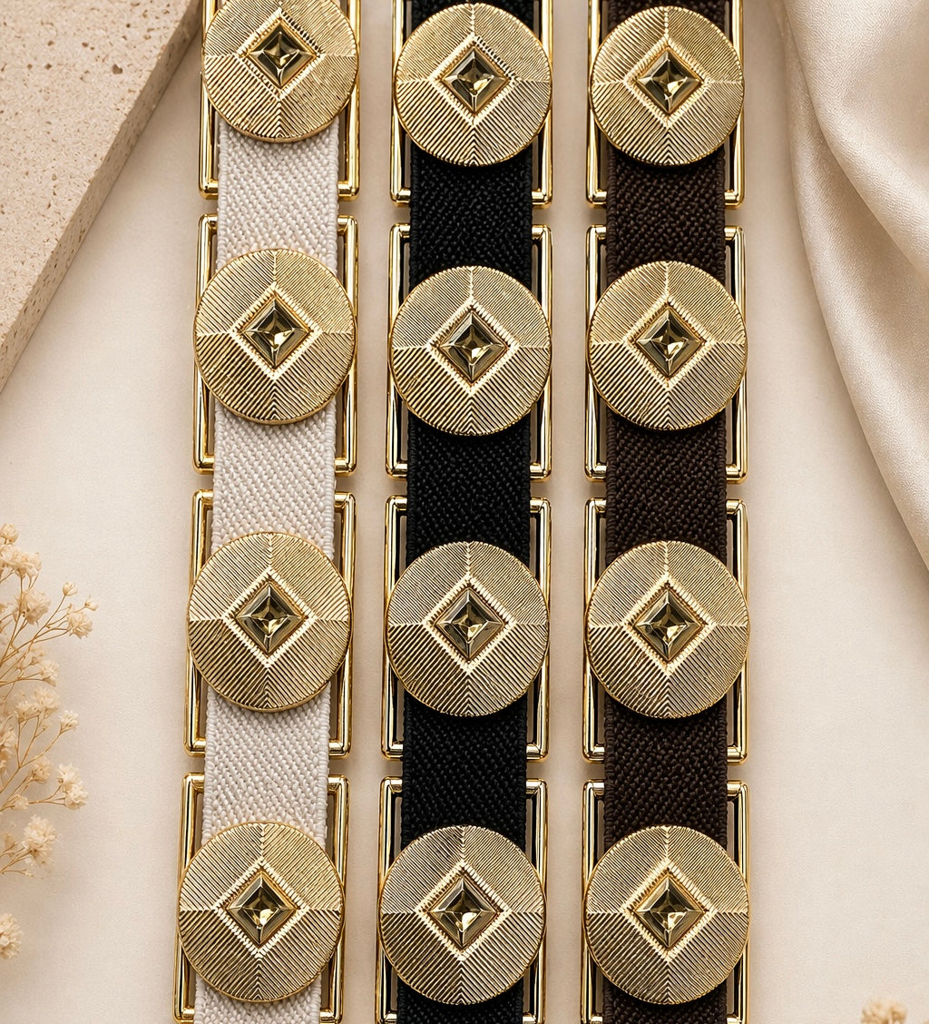 Crystal Medallion Stretch Belt