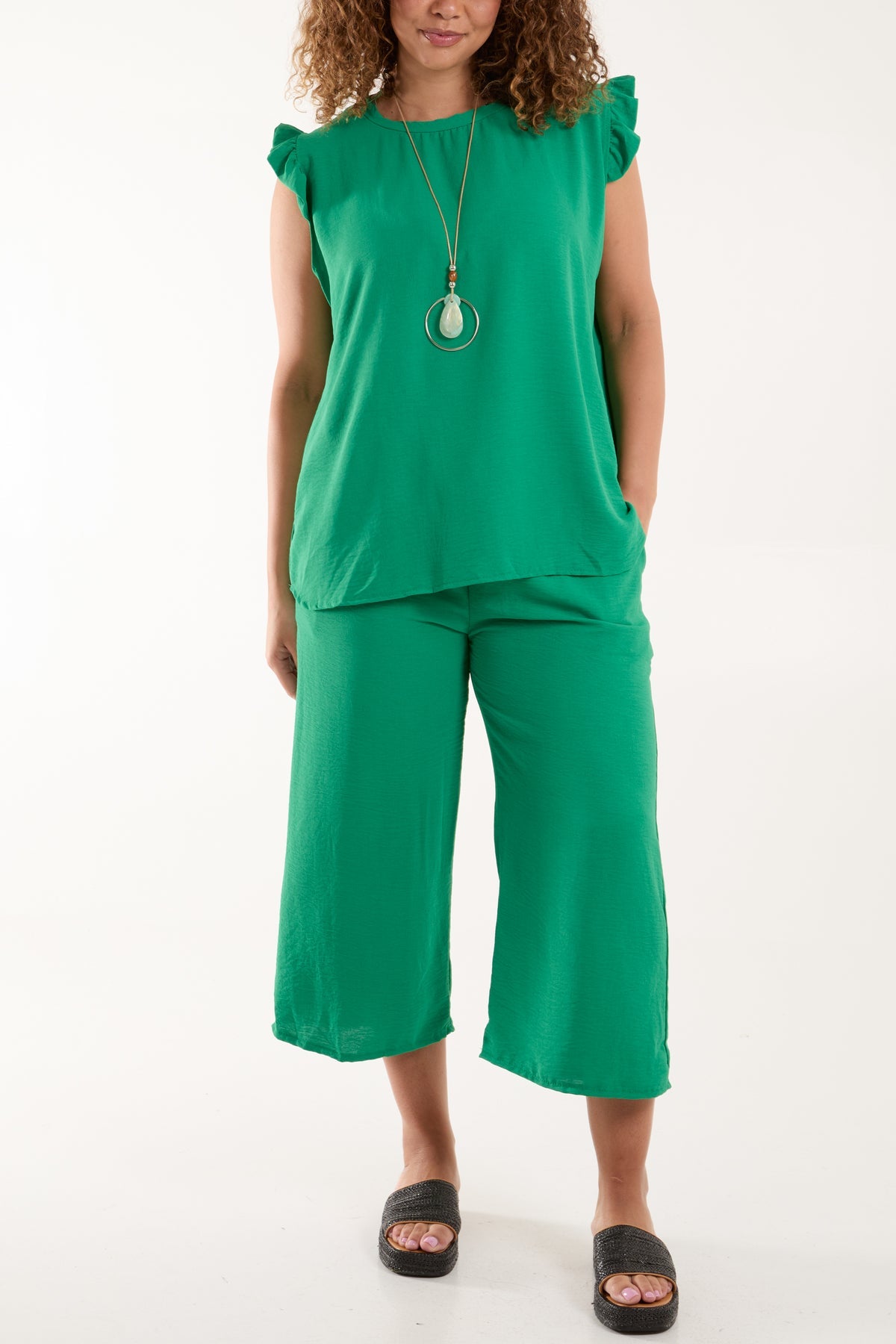 Rita Ruffle Sleeve Top & Culotte Trousers Set
