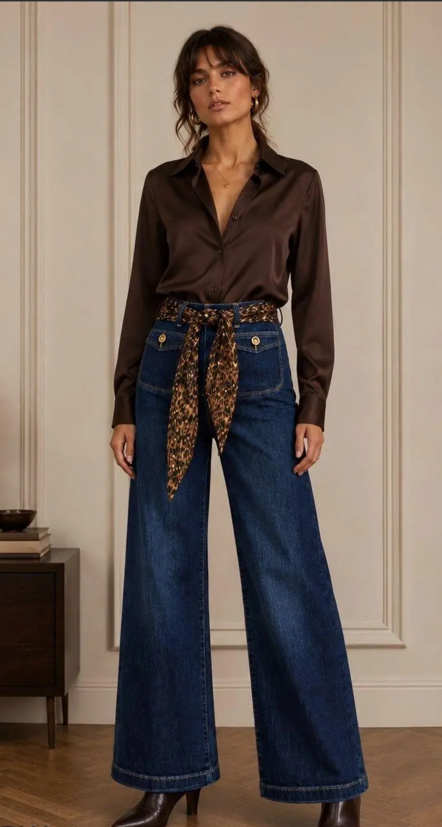 Leopard Scarf Belt Jeans Dark Zac & Zoe