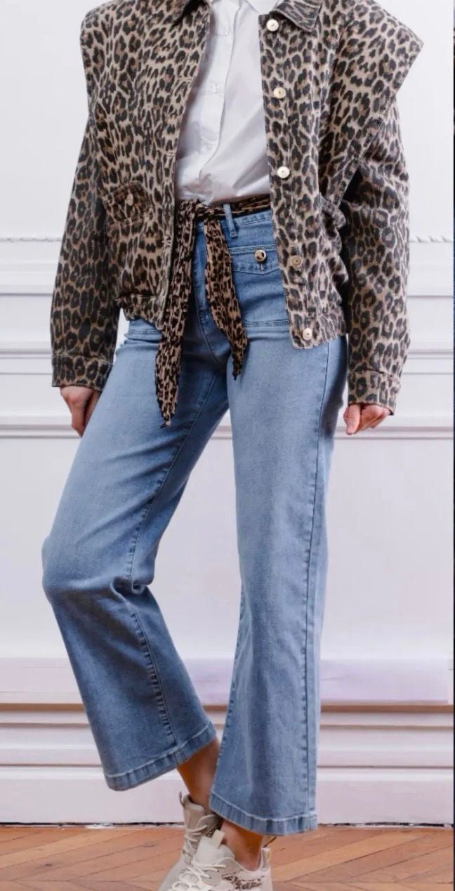 Leopard Scarf Belt Jeans Zac & Zoe