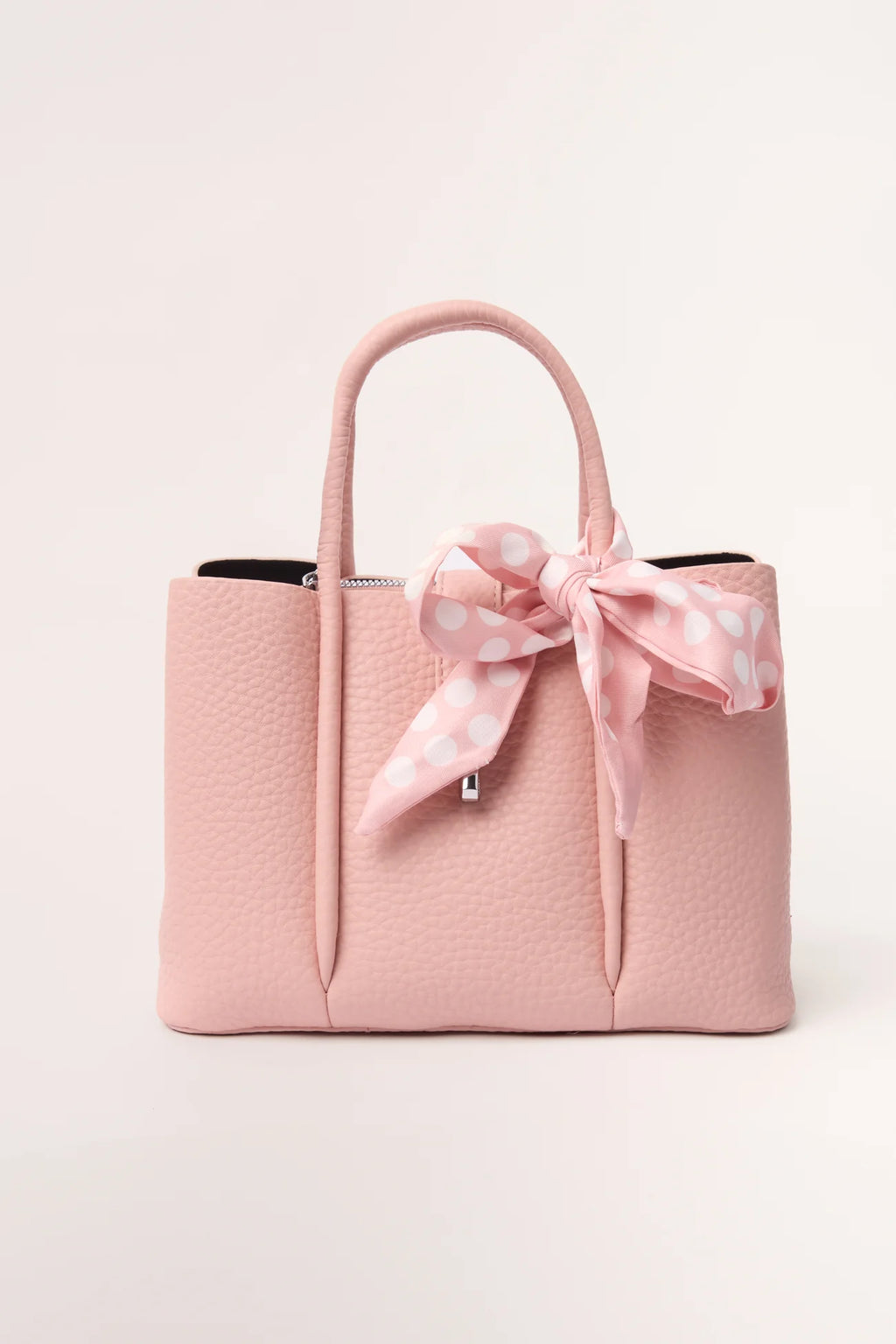 Polkadot Scarf Faux Leather Handbag