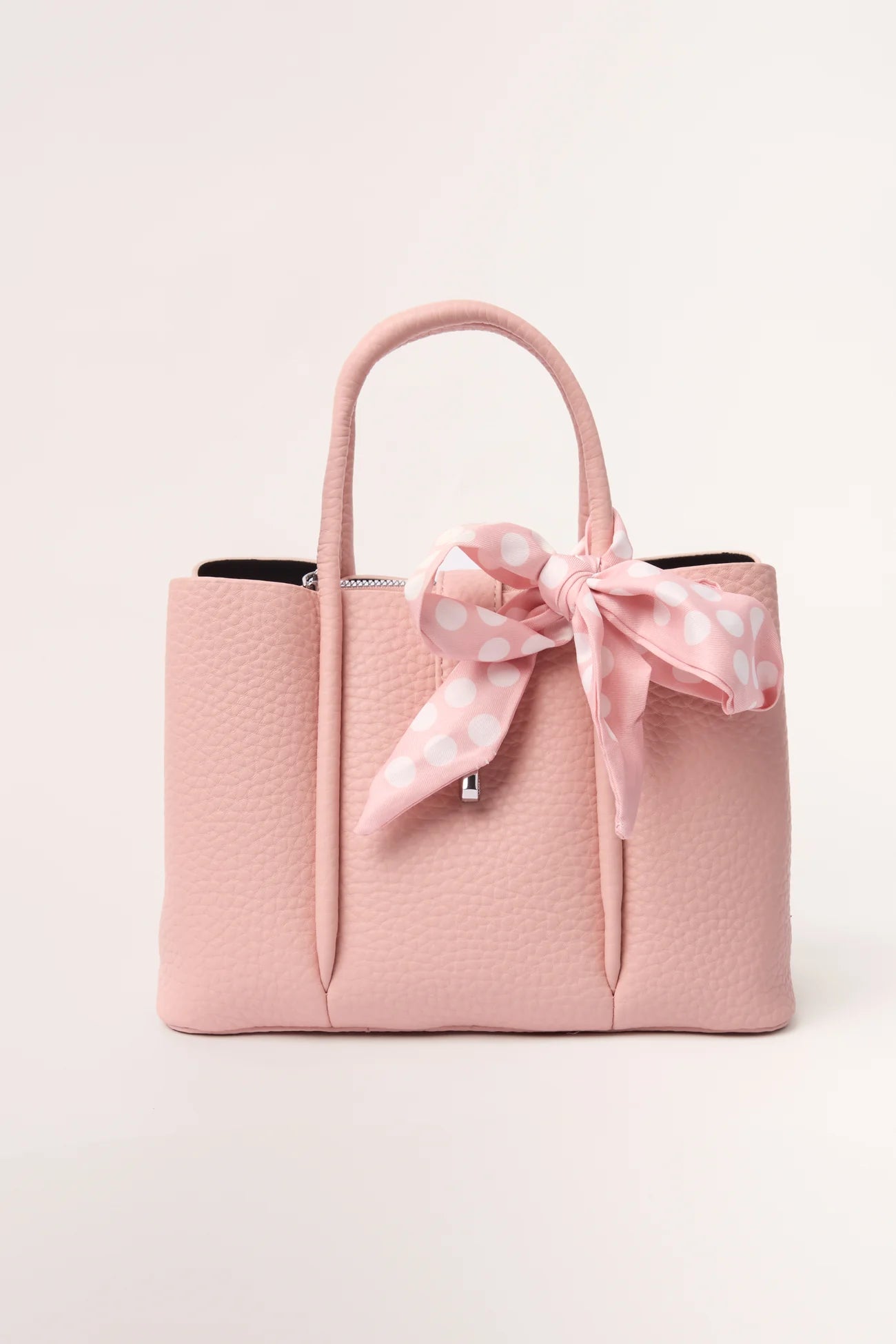 Polkadot Scarf Faux Leather Handbag