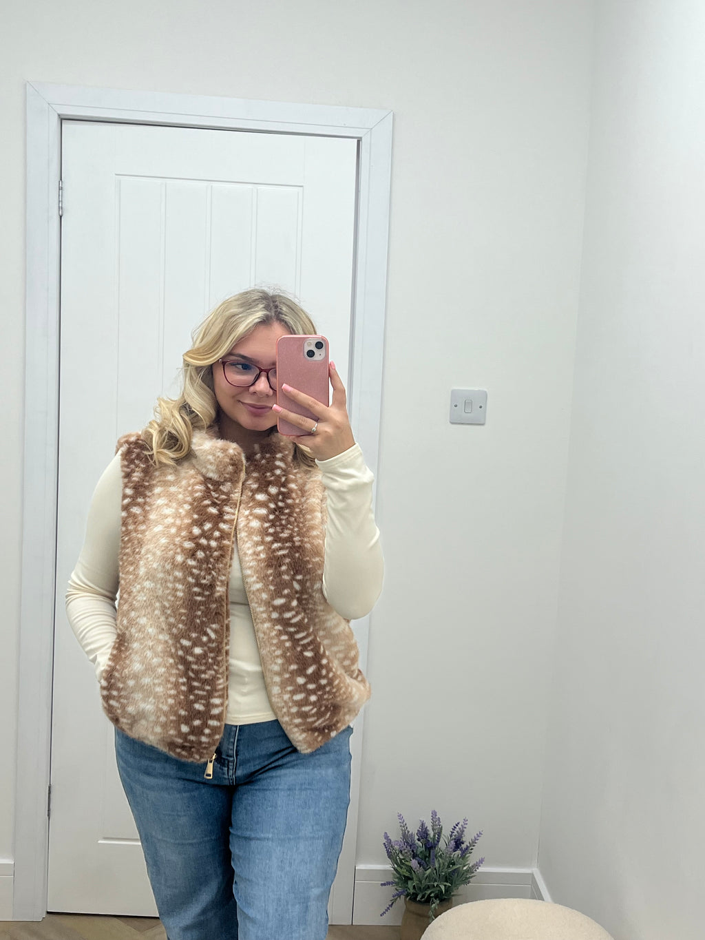 Taupe Bambi Faux Fur Gilet