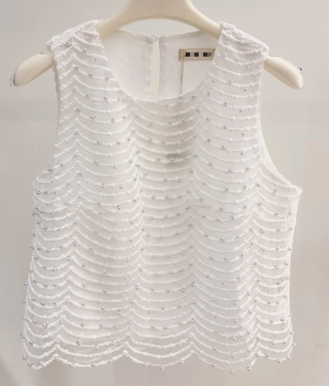 Pearl embellished Scolloped Top