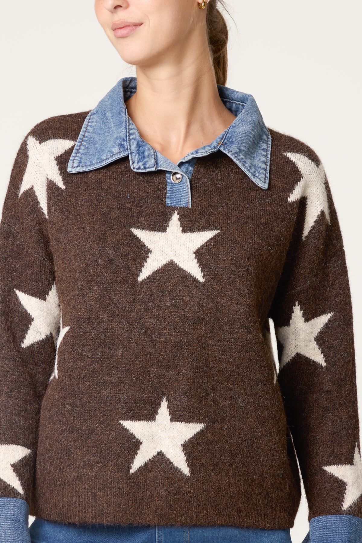 Star Denim Collar Jumper