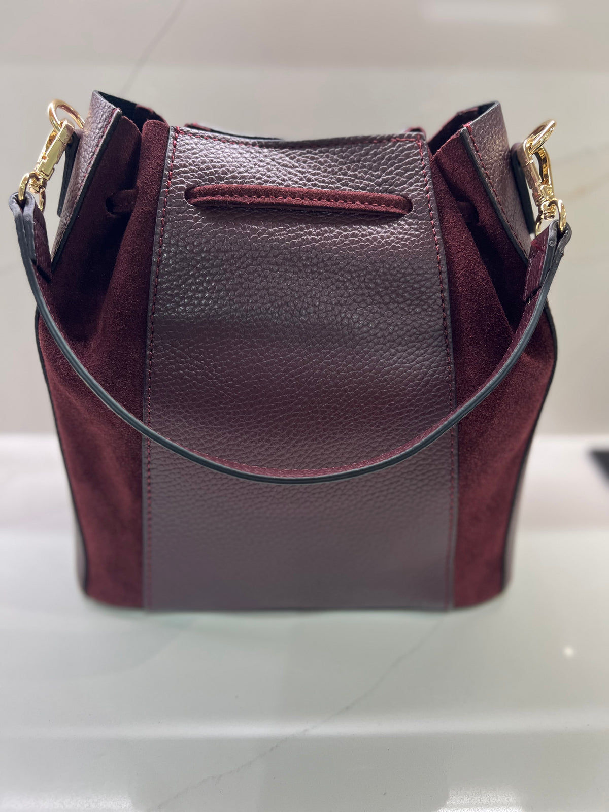 The Amara – Italian Leather & Suede Bucket Bag
