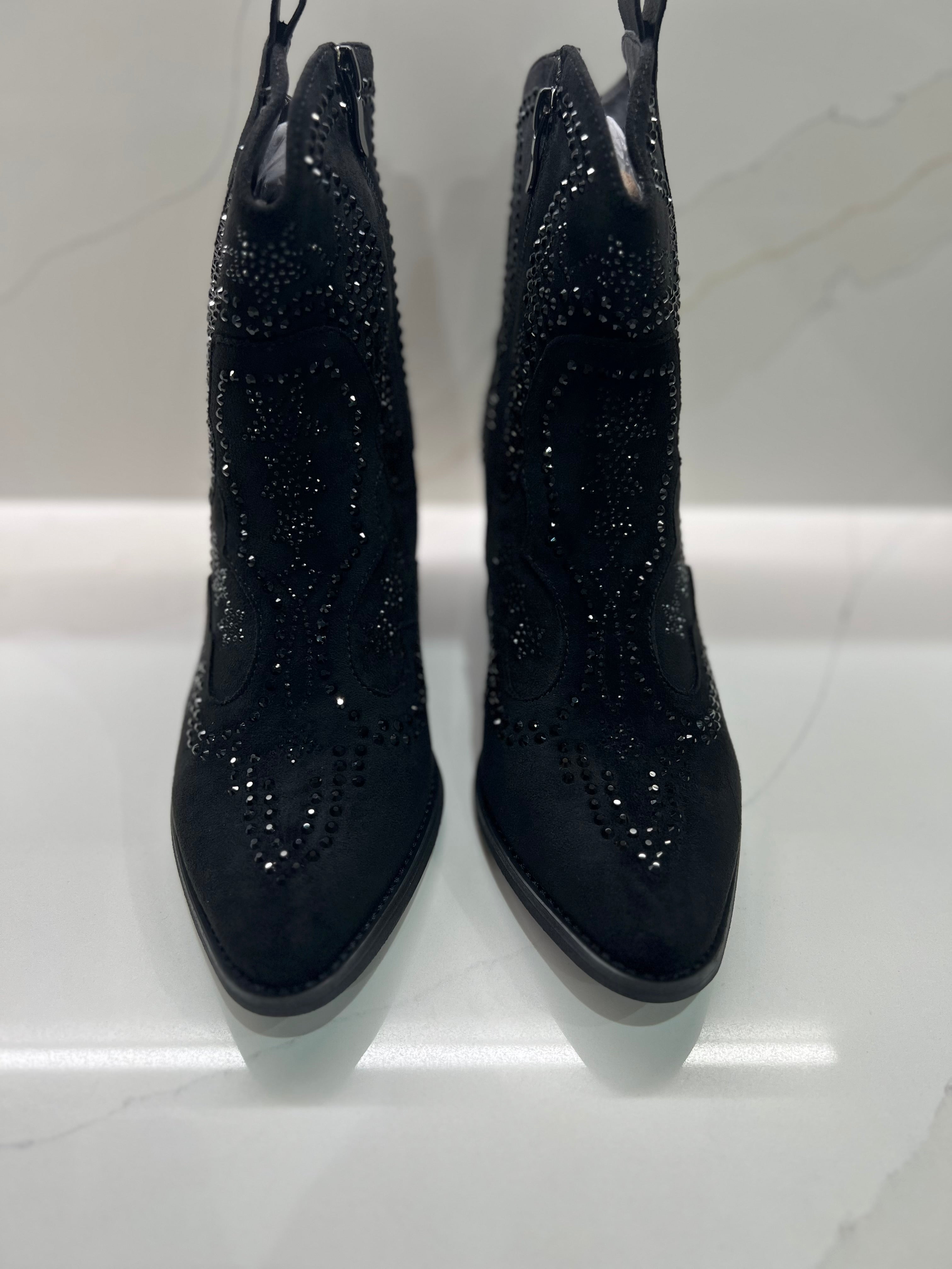 The Calista Embellished Boot Black