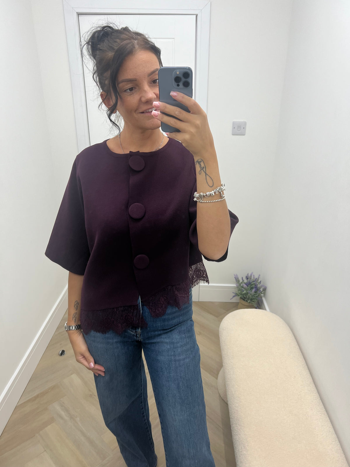 Isla large Button Asymmetric Knitted Top