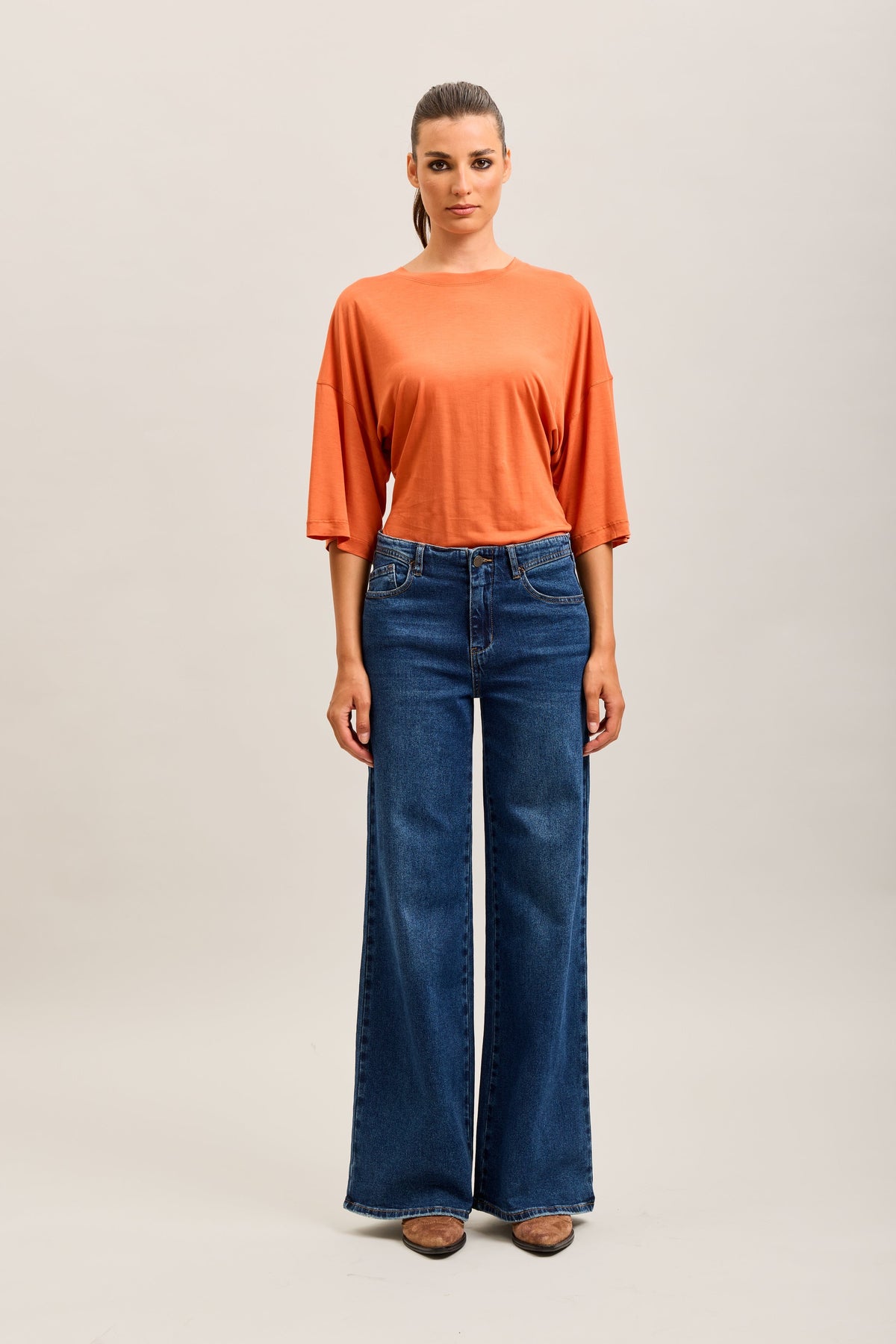 TOXIK3 WIDE DENIM STRETCH JEAN PANTS PATCH POCKETS