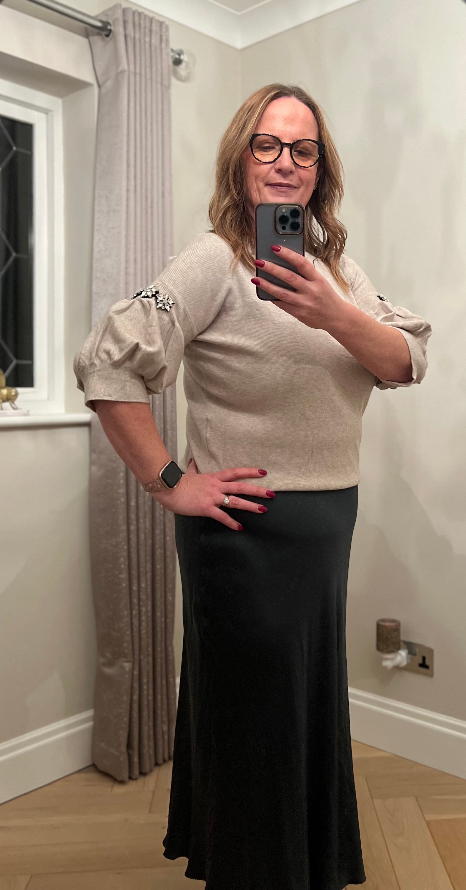 ✨ Jade – Jewelled Puff Sleeve Jumper