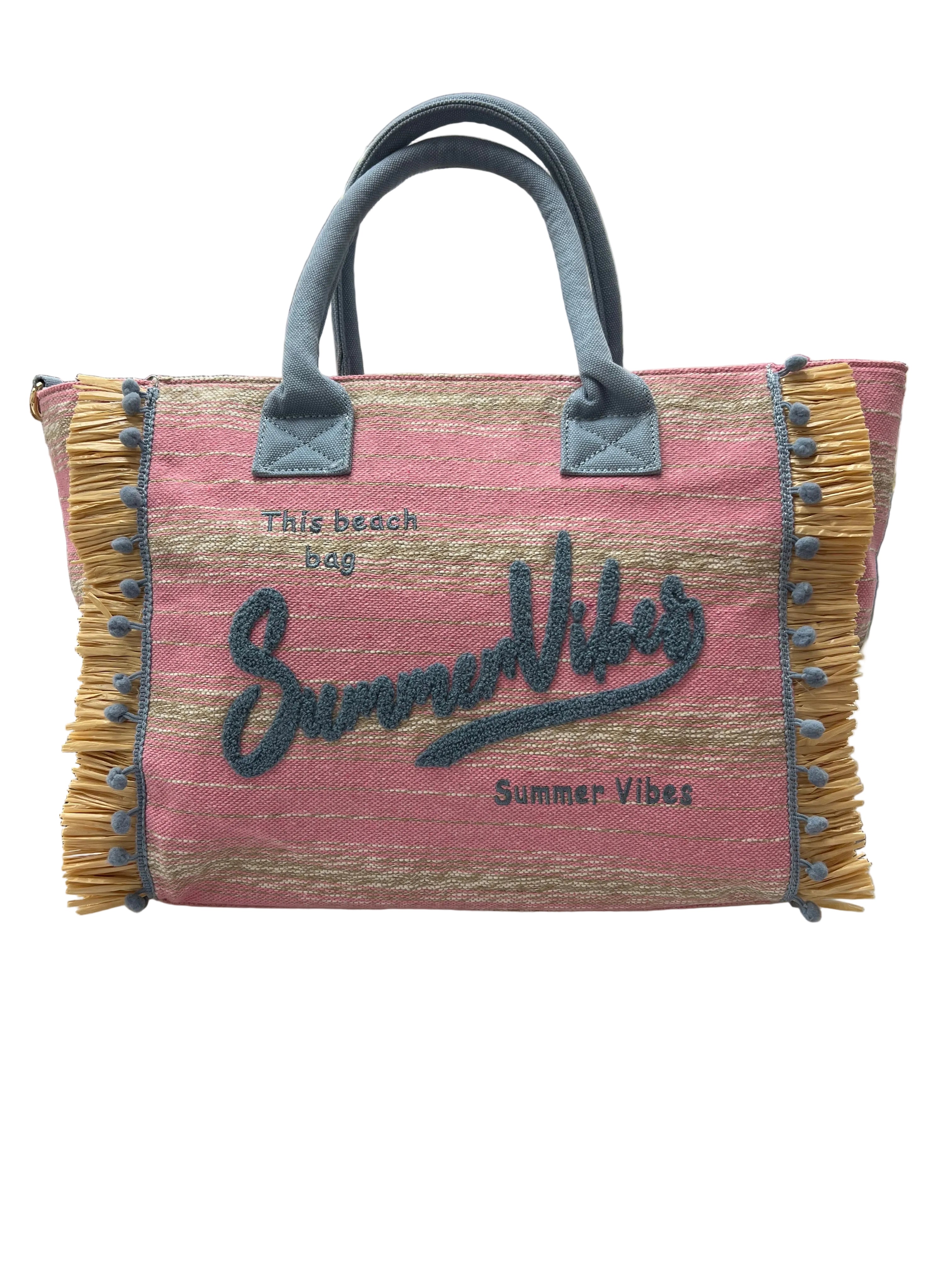 Summer Vibes Bag —In Sky Blue & Pink