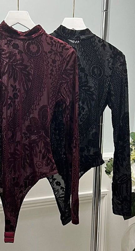 Baroque Velvet Bodysuit