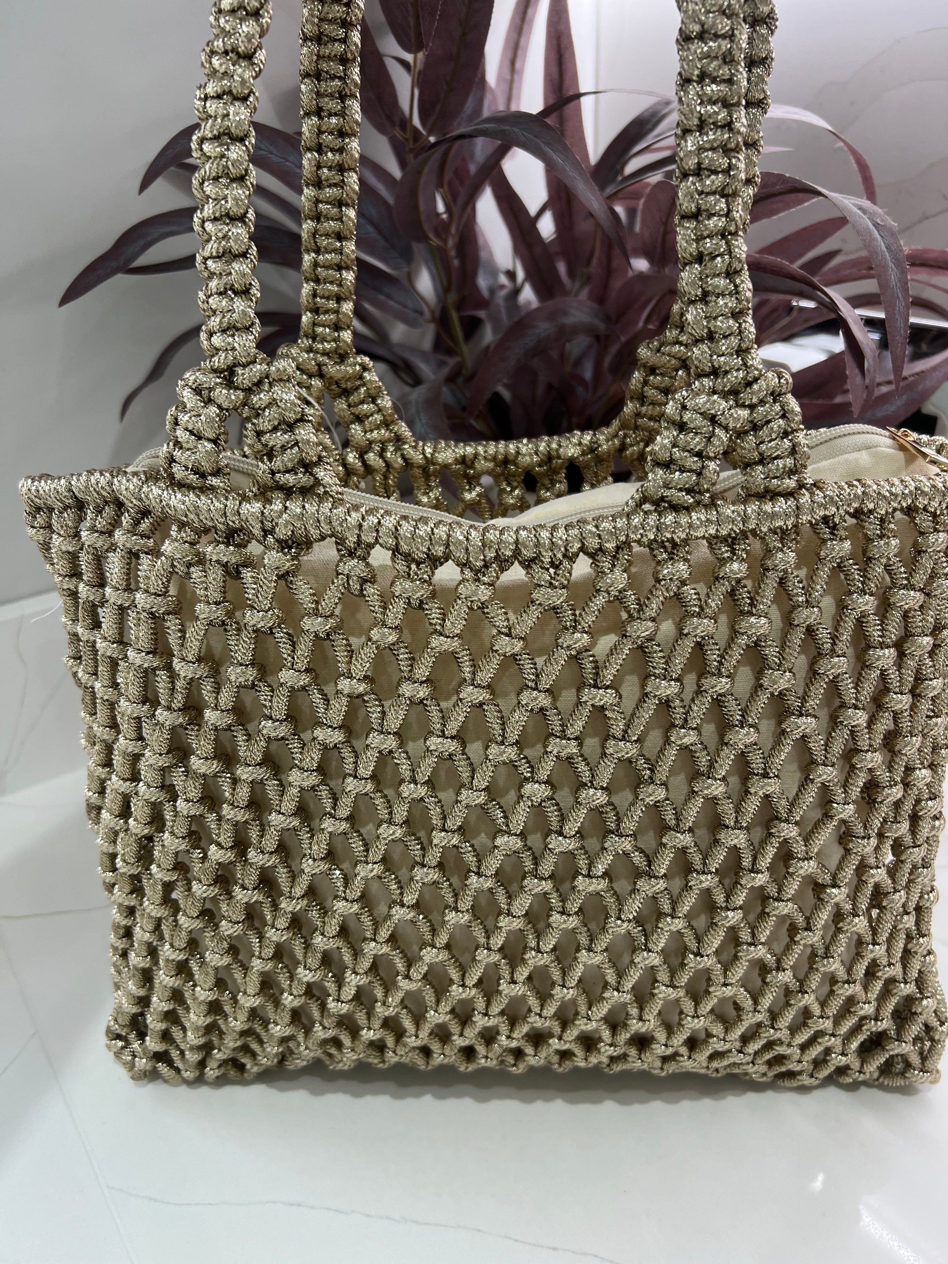 Gigi Metallic Rope Bag