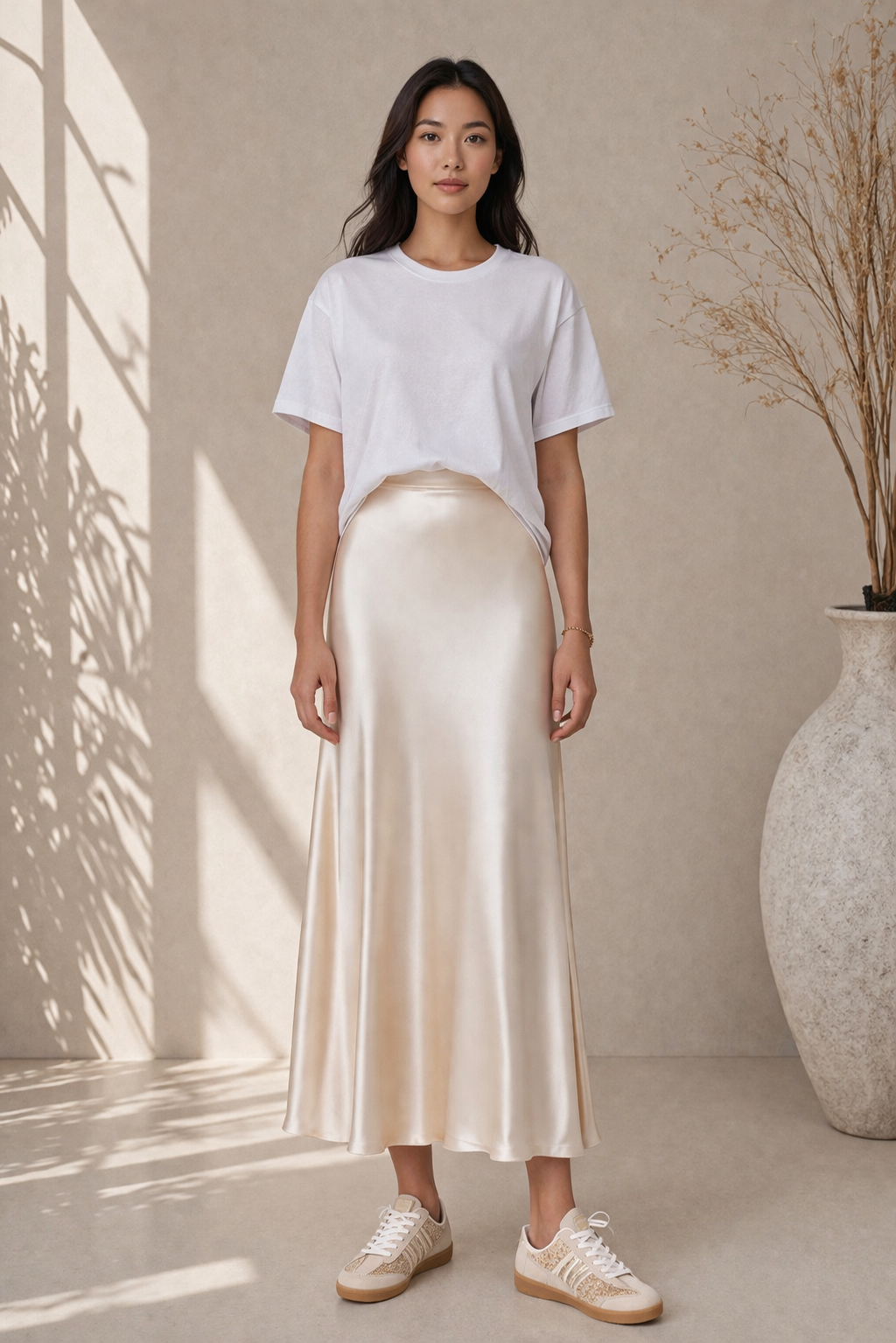 Sadie Satin Midi Skirt – Effortless Elegance, Elevated Everyday