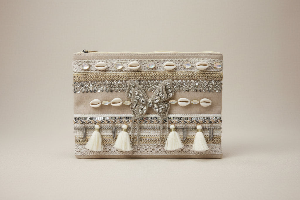 🦋 Butterfly – Embellished Boho Clutch