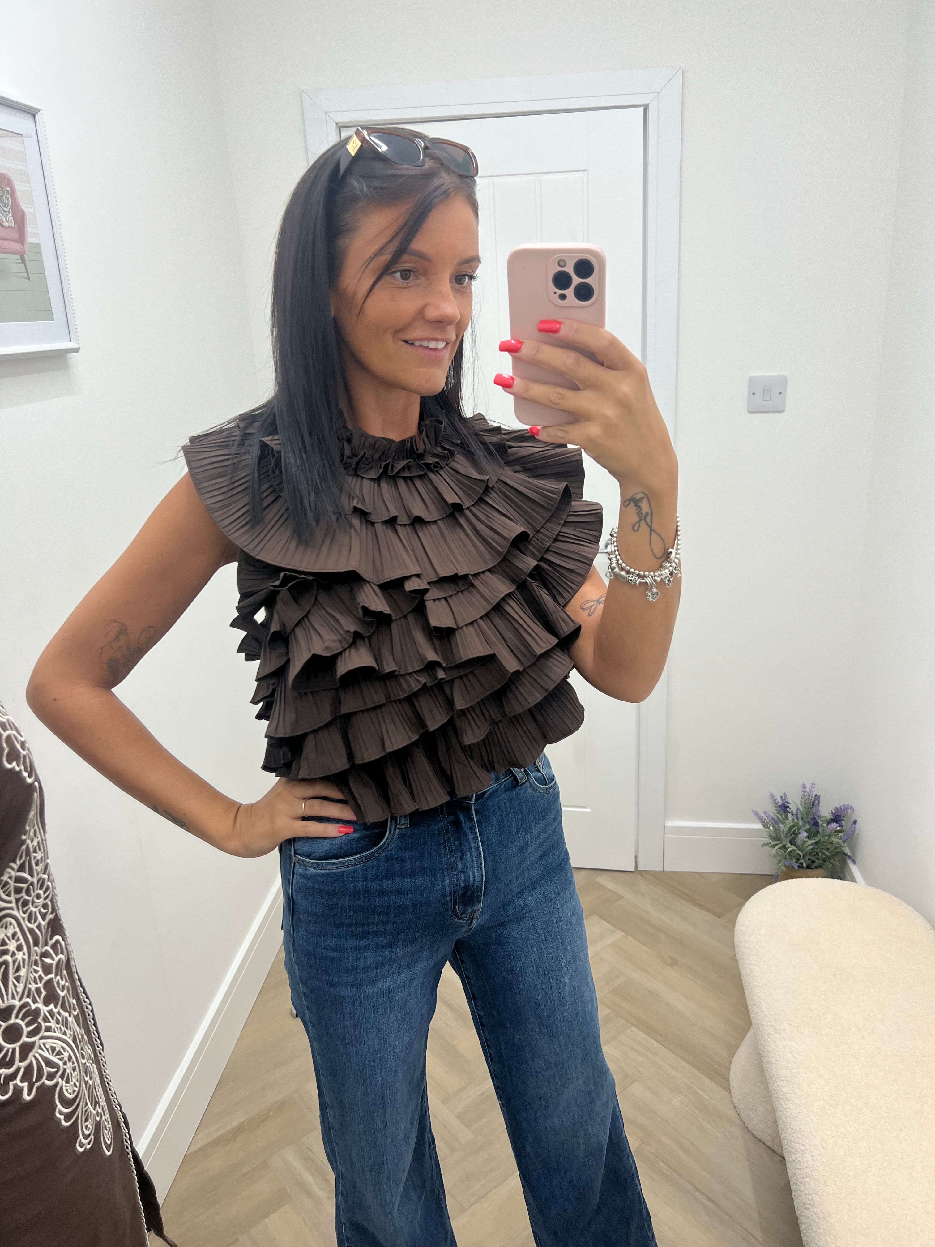 Tiana ruffle blouse🤎