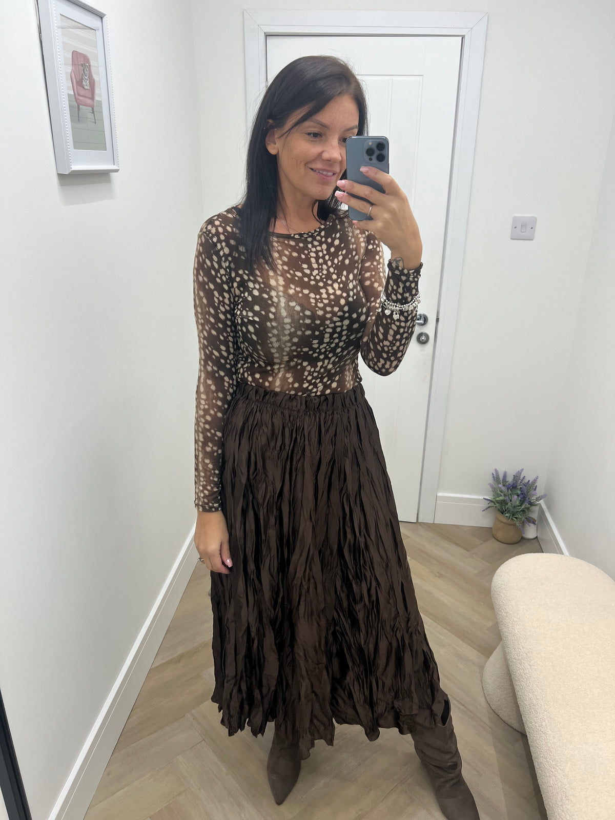 Callie Bambi Print Cashmere Blend Top
