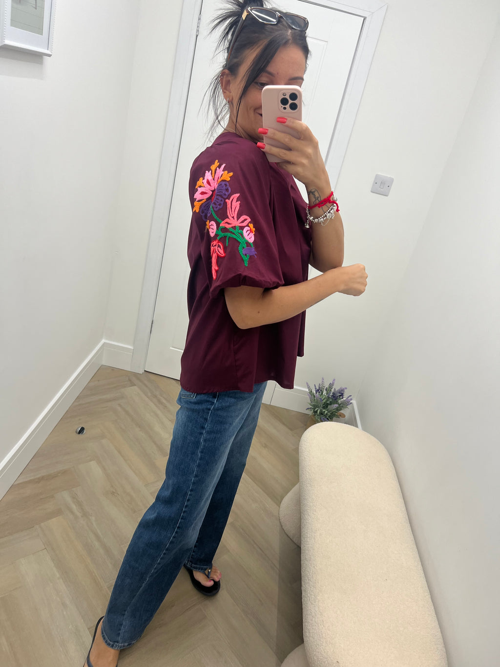 Krya flower sleeve blouse🌺💐