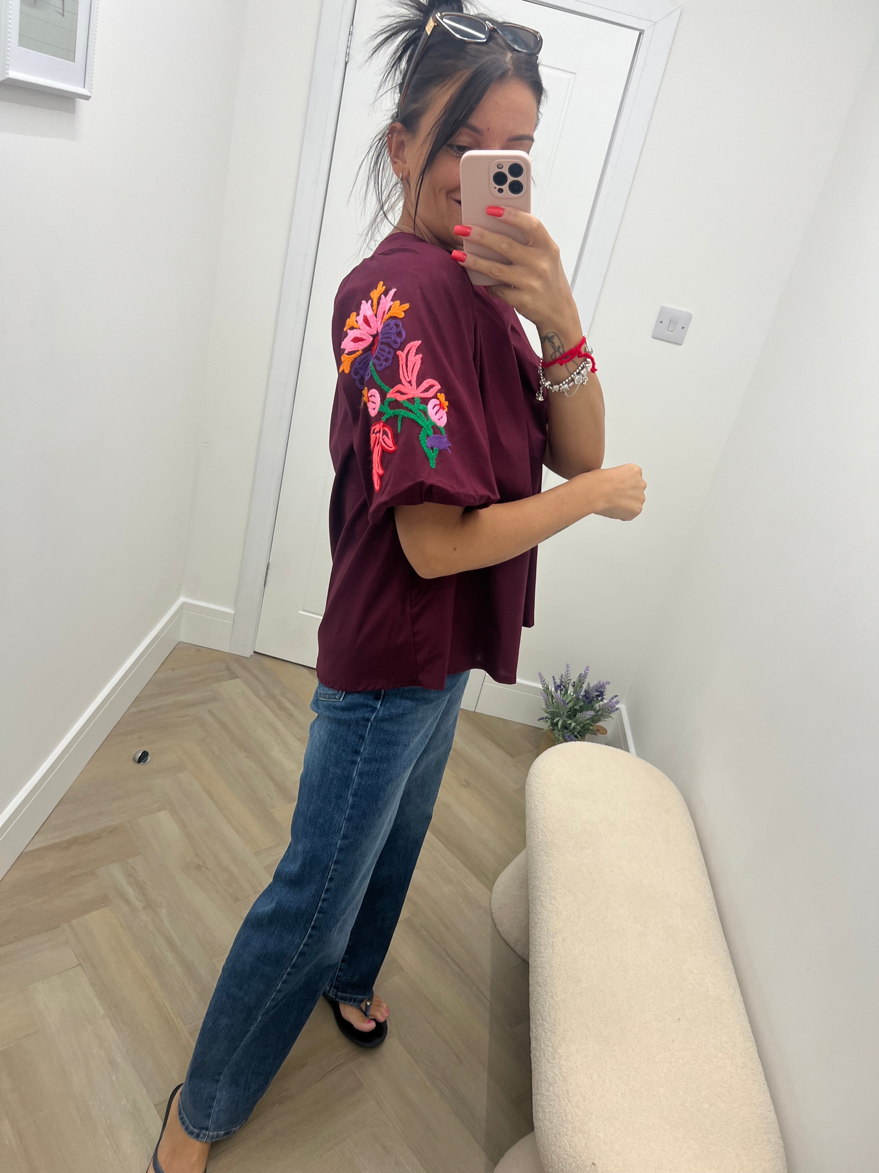Krya flower sleeve blouse🌺💐