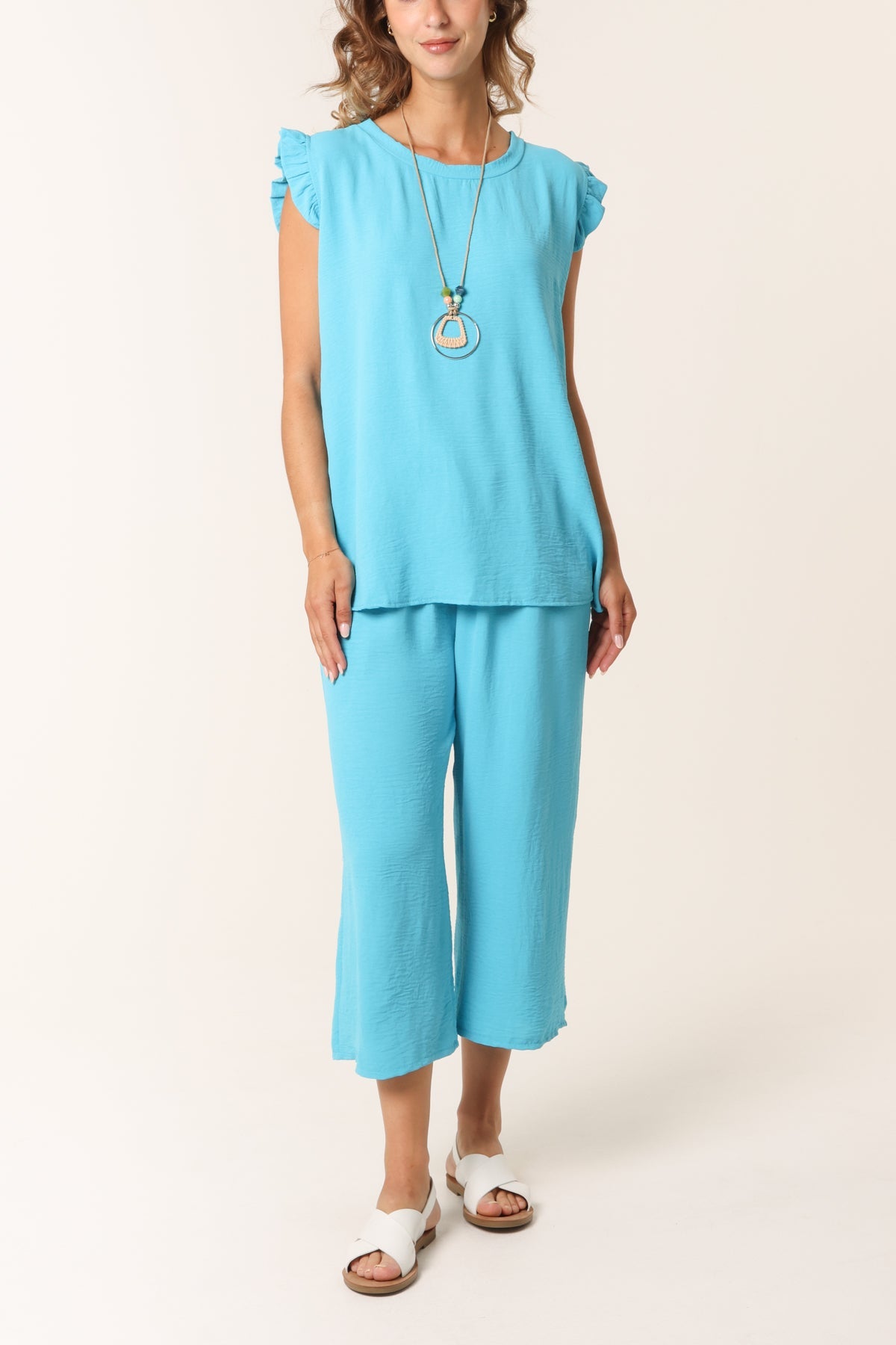 Rita Ruffle Sleeve Top & Culotte Trousers Set