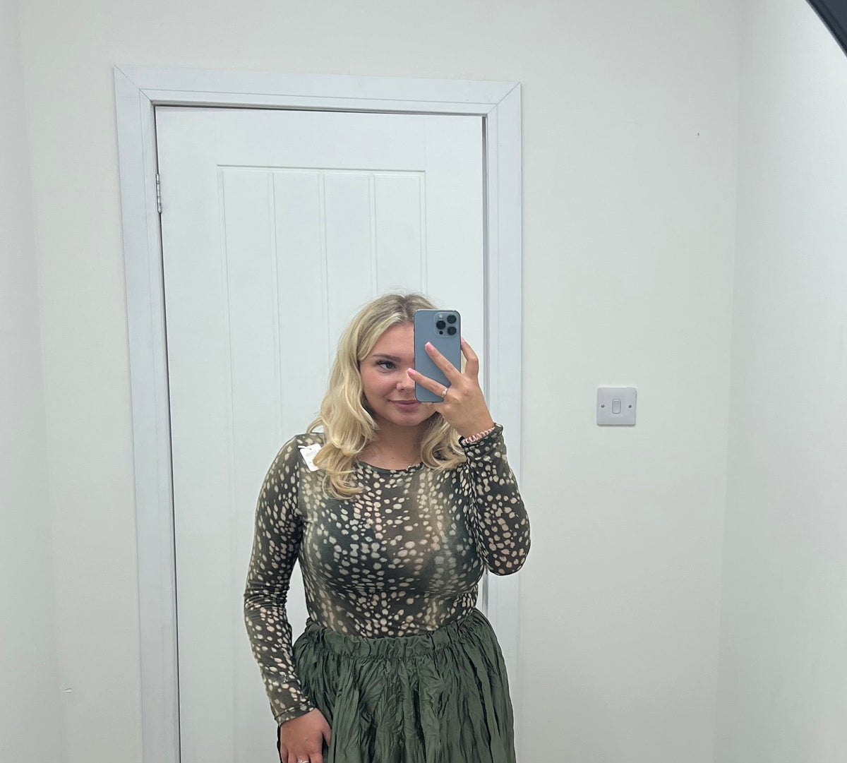 Callie Bambi Print Cashmere Blend Top