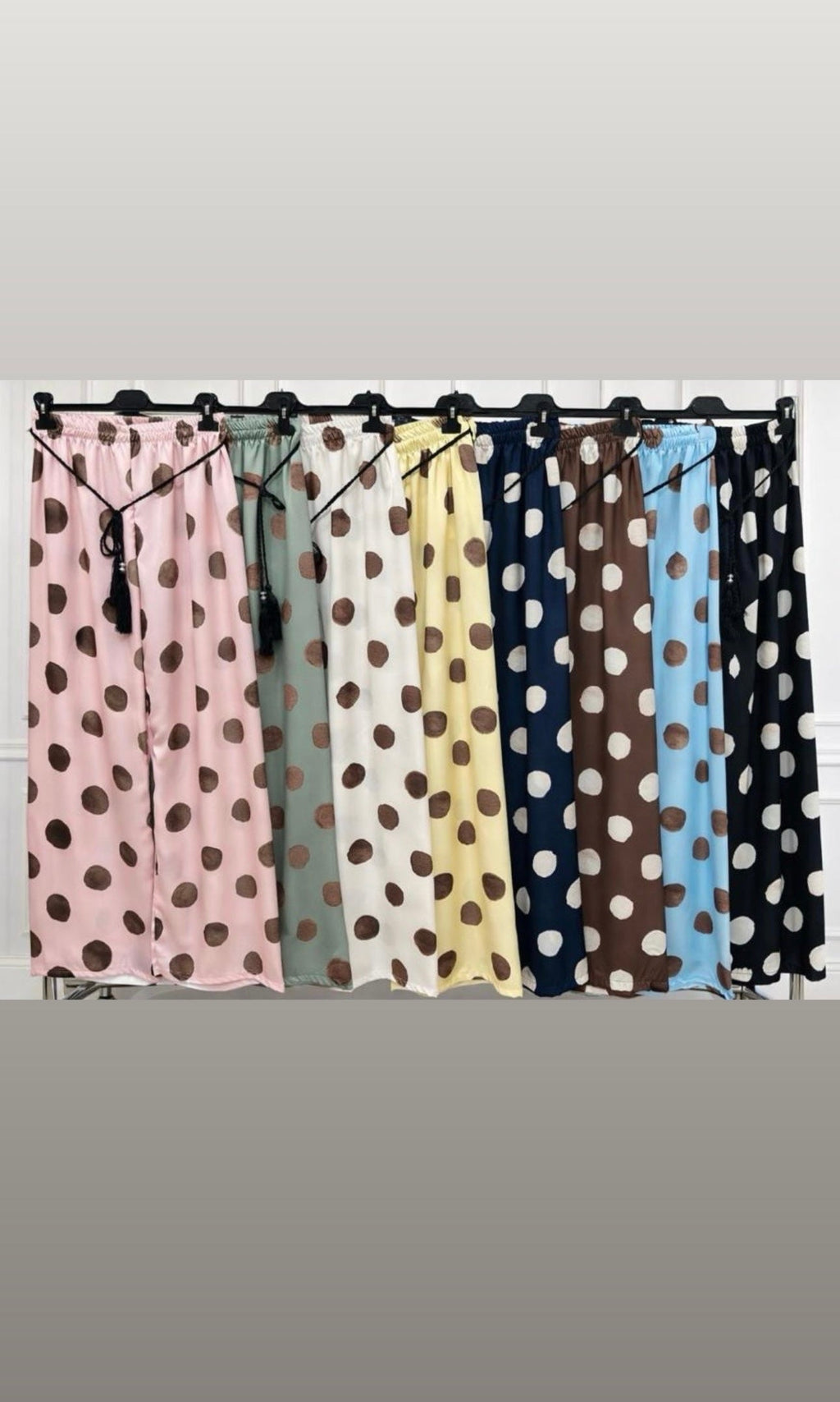 Spot satin feel trousers