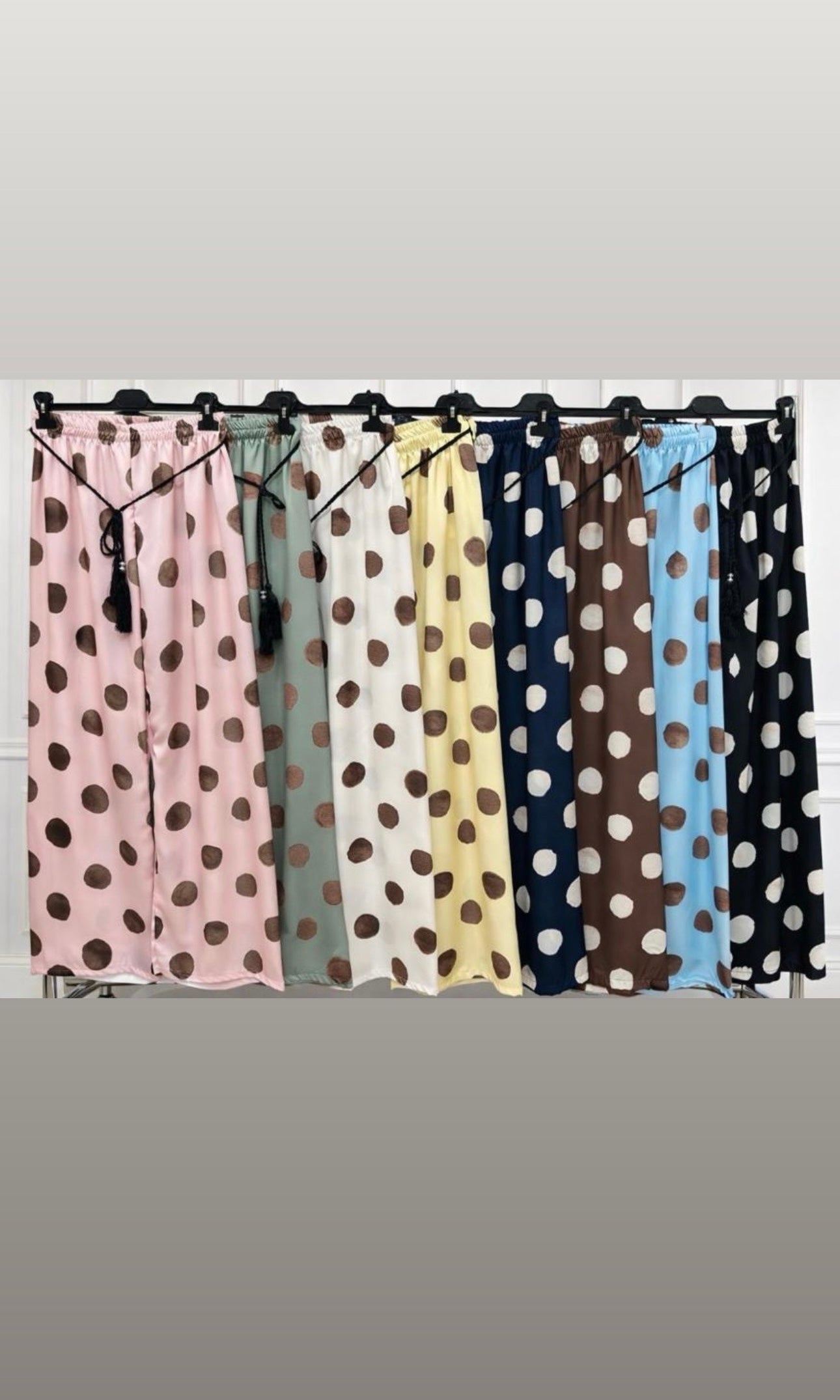 Spot satin feel trousers