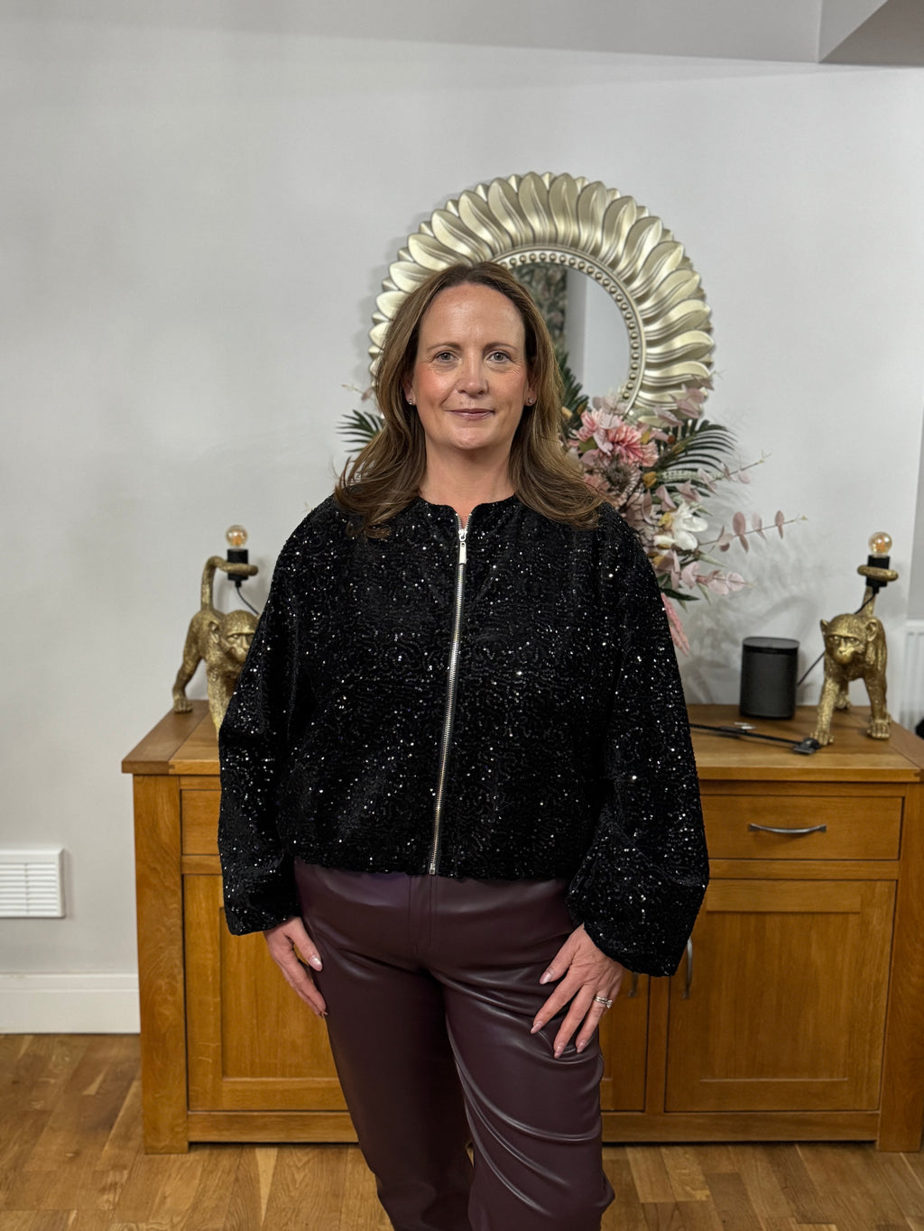 The Kaia Sequin Bomber